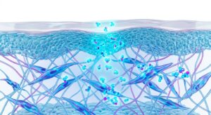 스킨부스터의 진피층 재생 원리를 시각화한 3D 일러스트